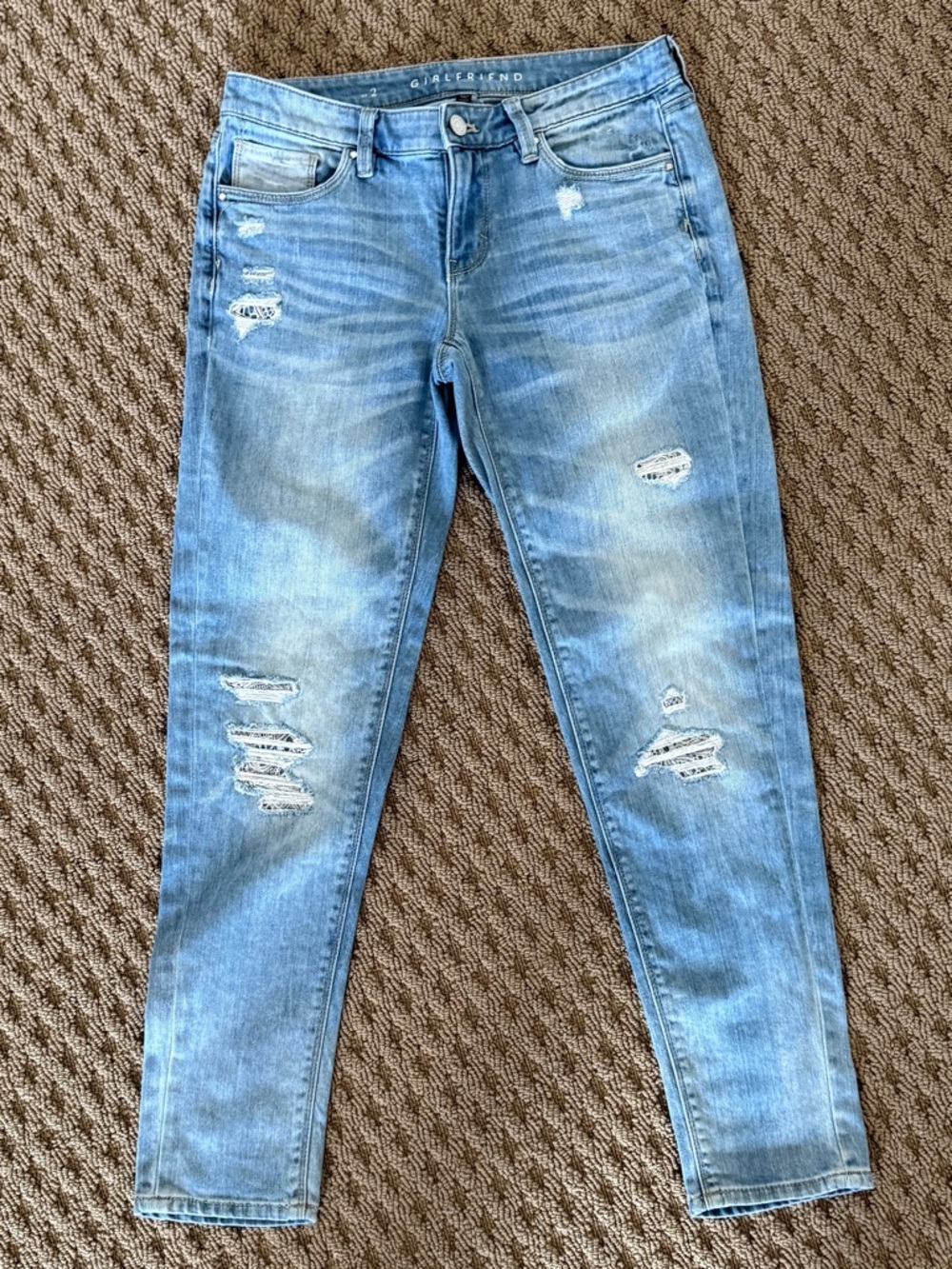 WHBM Girlfriend Distressed Jeans in Light Blue for Women